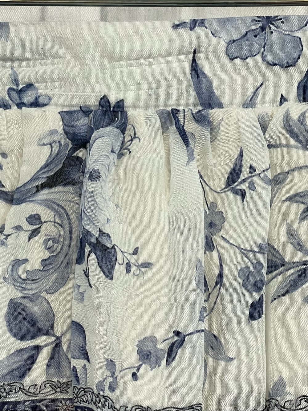 Boho Chic CottageCore Feminine Women's White Blue Floral Tiered Maxi Skirt XL - Picture 7 of 15